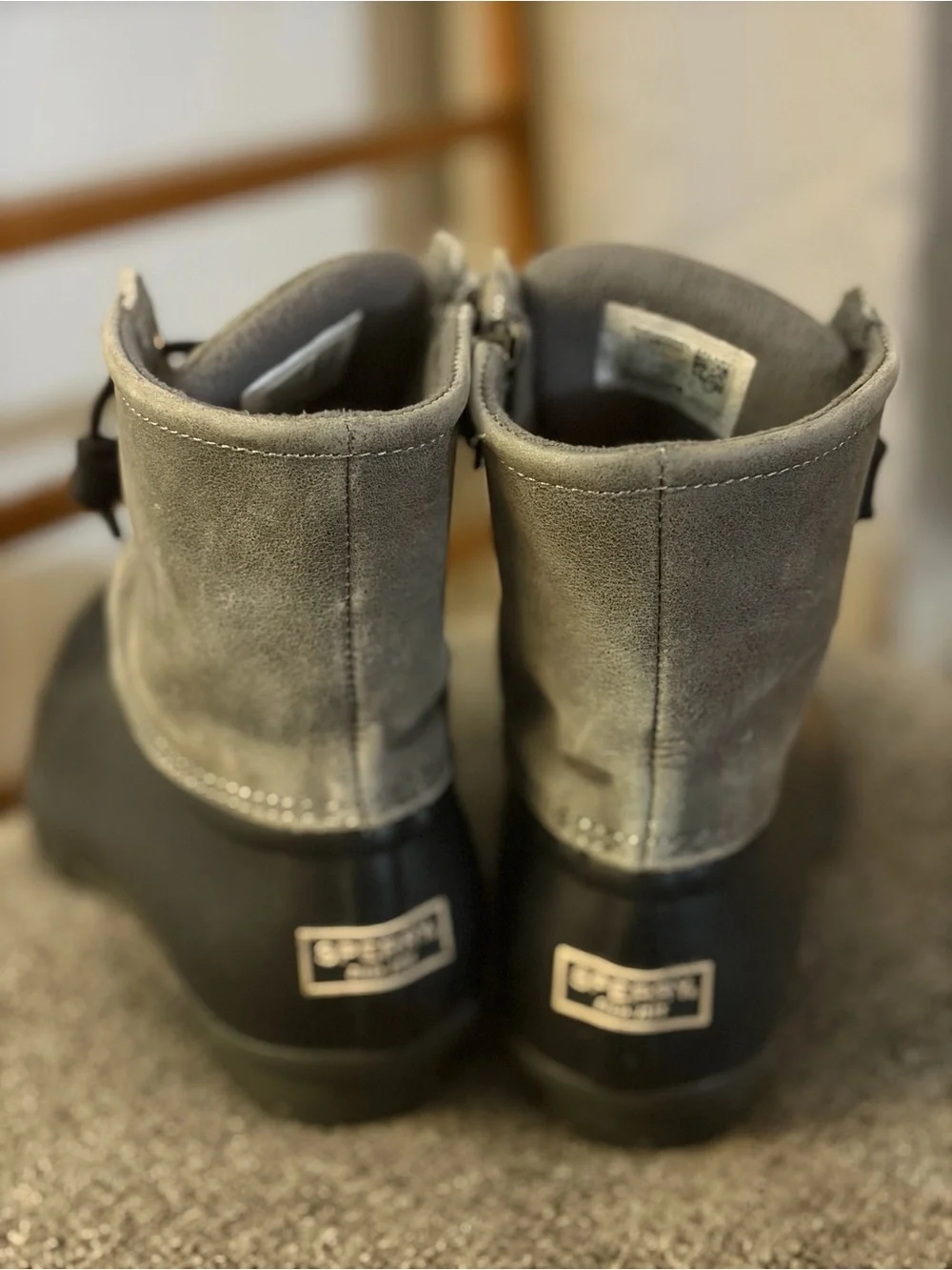 Sperry Gray and Black Womens Waterproof Duck Boots